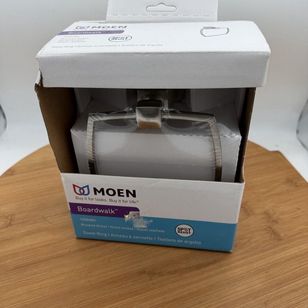 NIB‎ Moen Y3286BN Towel Ring Boardwalk Collection Brushed Nickel
